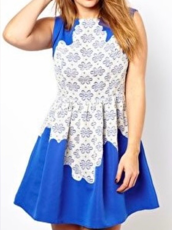 ASOS Curve Dresses & Skirts - ASOS Curve Size 16 Blue Floral Lace Overlay Dress